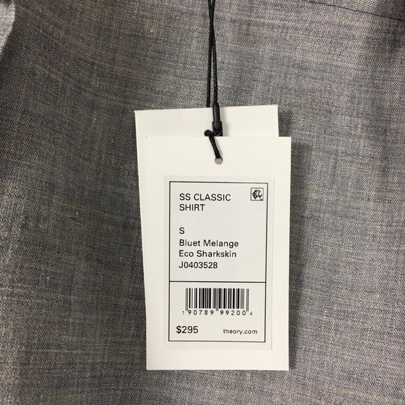 THEORY Classic Eco Sharkskin Button Down Shirt - Picture 4 of 7